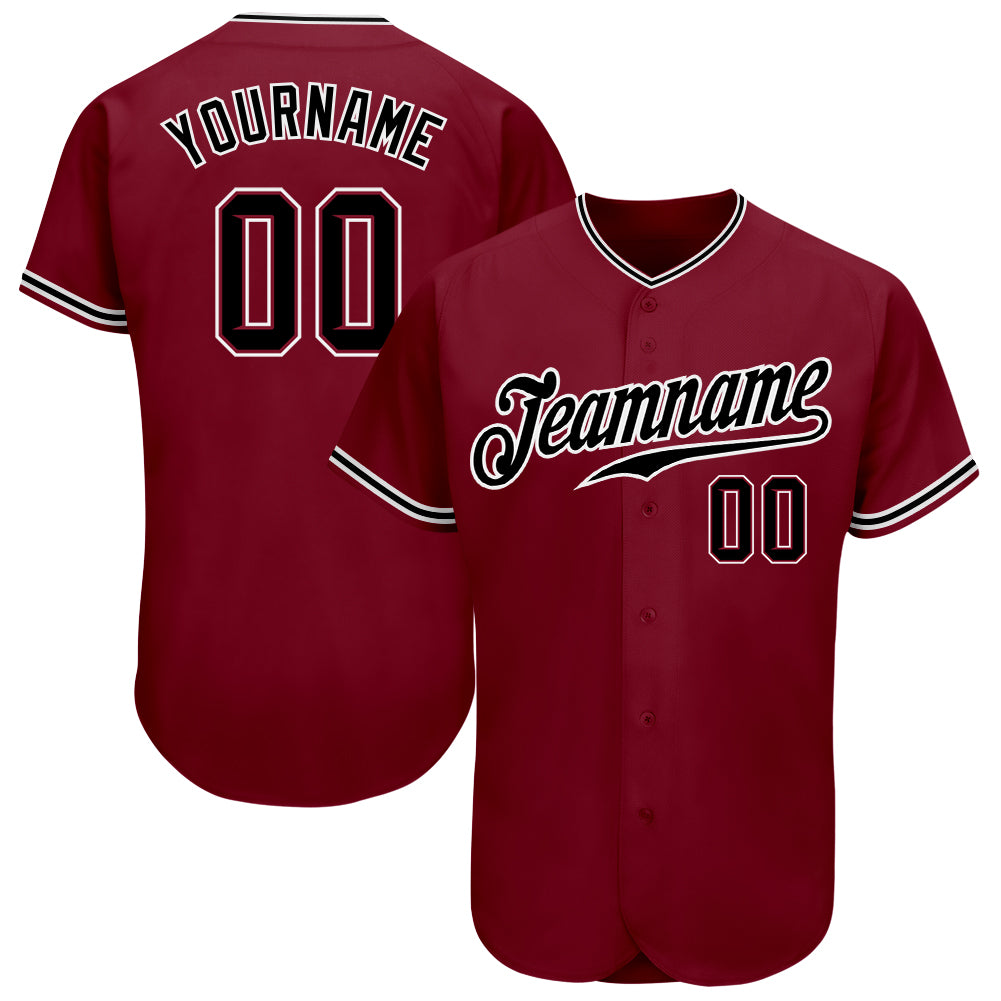 Personalized Baseball Jersey in Crimson and Black-White Color Combination Personalized Crimson Black-White Baseball Jersey