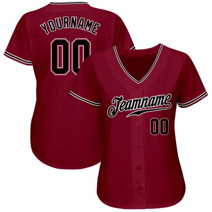 Personalized Baseball Jersey in Crimson and Black-White Color Combination Personalized Crimson Black-White Baseball Jersey