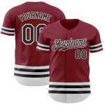 Personalized Baseball Jersey in Crimson Black and White Lines for Men and Women Personalized Crimson Black-White Line Baseball
