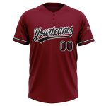 Personalized Unisex Softball Jersey Crimson Black-White Two-Button Design 2 Personalized Crimson Black-White Two-Button Unisex