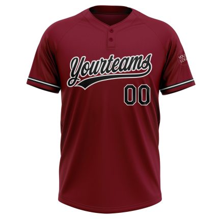 Personalized Unisex Softball Jersey Crimson Black-White Two-Button Design 2 Personalized Crimson Black-White Two-Button Unisex