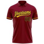 Personalized Performance Golf Polo Shirt in Crimson Black-Yellow Personalized Crimson Black-Yellow Performance Vapor Golf