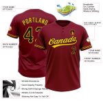 Custom Name Number Unisex Softball Jersey Personalized Crimson Black-Yellow Two-Button Design Personalized Crimson Black-Yellow