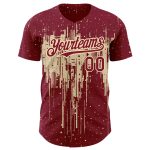 Custom Name and Number Personalized Crimson City Cream 3D Dripping Splatter Art Authentic Baseball Jersey Personalized Crimson