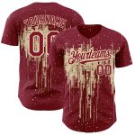 Custom Name and Number Personalized Crimson City Cream 3D Dripping Splatter Art Authentic Baseball Jersey Personalized Crimson