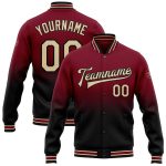 Custom Crimson City Varsity Letterman Jacket - Personalized Cream-Black Bomber with Name & Number Fade Fashion Style Personalized