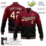 Custom Crimson City Varsity Letterman Jacket - Personalized Cream-Black Bomber with Name & Number Fade Fashion Style Personalized