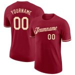 Custom Name and Number Performance T-Shirt - Personalized Crimson City Cream Team Shirt Personalized Crimson City Cream Performance