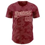 Personalized Crimson Cream 3D Baseball Jersey with Curve Lines Design Personalized Crimson Cream 3D Curve Lines Baseball
