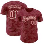 Personalized Crimson Cream 3D Baseball Jersey with Curve Lines Design Personalized Crimson Cream 3D Curve Lines Baseball