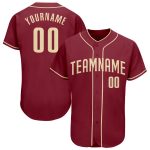 Custom Name and Number Personalized Crimson Cream Baseball Jersey - Authentic Team Jersey Personalized Crimson Cream Authentic