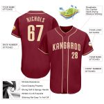 Custom Name and Number Personalized Crimson Cream Baseball Jersey - Authentic Team Jersey Personalized Crimson Cream Authentic