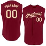 Custom Name Number Sleeveless Baseball Jersey - Personalized Crimson Cream Authentic Team Apparel Personalized Crimson Cream