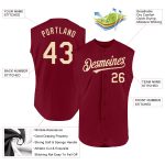Custom Name Number Sleeveless Baseball Jersey - Personalized Crimson Cream Authentic Team Apparel Personalized Crimson Cream