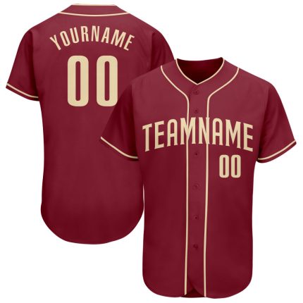 Personalized Crimson Cream Baseball Jersey for Men and Women - Custom Team Apparel Personalized Crimson Cream Baseball Jersey