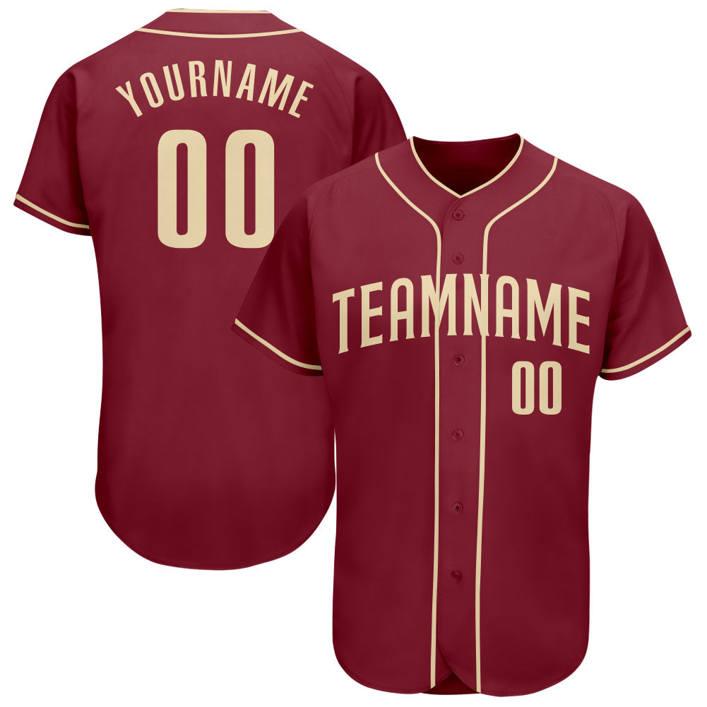 Personalized Crimson Cream Baseball Jersey for Men and Women - Custom Team Apparel Personalized Crimson Cream Baseball Jersey