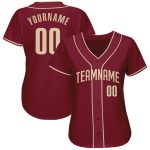 Personalized Crimson Cream Baseball Jersey for Men and Women - Custom Team Apparel Personalized Crimson Cream Baseball Jersey