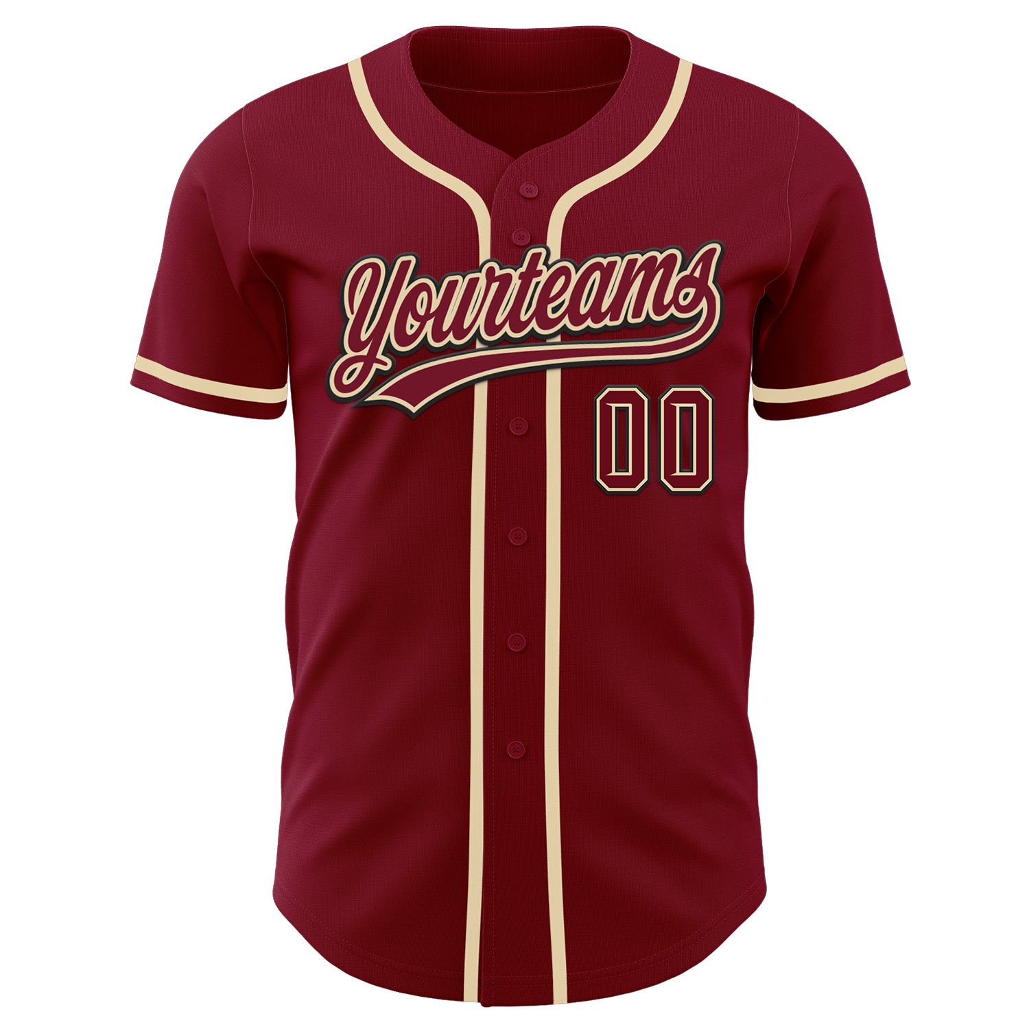 Personalized Crimson Cream-Black Authentic Baseball Jersey Team Custom Name and Number Custom Name and Number Authentic Baseball Jersey in Crimson Cream-Black - Personalized Team Apparel Personalized Crimson - Image 2