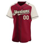 Custom Crimson Cream Black Baseball Jersey with Personalized Name and Number - Authentic Raglan Sleeves Personalized Crimson