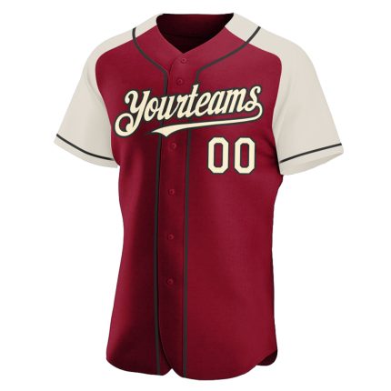 Custom Crimson Cream Black Baseball Jersey with Personalized Name and Number - Authentic Raglan Sleeves Personalized Crimson