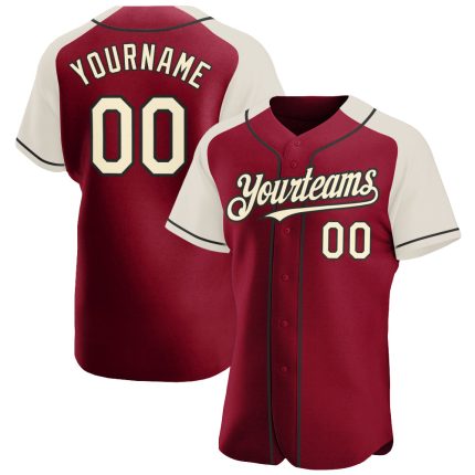 Custom Crimson Cream Black Baseball Jersey with Personalized Name and Number - Authentic Raglan Sleeves Personalized Crimson