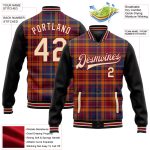 Personalized Classic Western Plaid Bomber Jacket 3D Pattern Crimson Cream Black Full-Snap Varsity Letterman Personalized