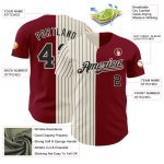 Personalized Fashion Baseball Jersey - Crimson Cream and Black Pinstripe Split Design Personalized Crimson Cream-Black Pinstripe