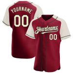 Personalized Baseball Jersey with Crimson Cream-Black Raglan Sleeves Personalized Crimson Cream-Black Raglan Sleeves Baseball