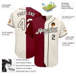 Personalized Crimson Cream Black Fashion Baseball Jersey - Split Design Personalized Crimson Cream-Black Split Fashion Baseball