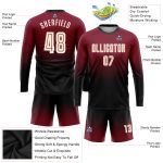 Custom Soccer Uniform Jersey - Crimson Cream-Black Sublimation Long Sleeve Fade Design Personalized Crimson Cream-Black Sublimation
