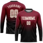 Custom Soccer Jersey with Personalized Name & Number - Crimson Cream & Black Long Sleeve Fade Uniform Personalized Crimson