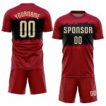 Personalized Soccer Uniform Jersey - Crimson Cream Black Sublimation Design Personalized Crimson Cream-Black Sublimation