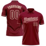 Custom Name and Number Crimson Cream Golf Polo Shirt - Personalized Performance Vapor для Team Personalized Crimson Cream