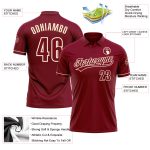 Custom Name and Number Crimson Cream Golf Polo Shirt - Personalized Performance Vapor для Team Personalized Crimson Cream