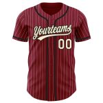 Custom Crimson Cream Pinstripe Black Baseball Jersey - Authentic Design Personalized Crimson Cream Pinstripe Black Authentic
