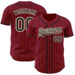 Custom Team Baseball Jersey - Personalized Crimson Cream Pinstripe with Black Name and Number Authenticated Design Personalized