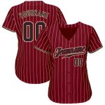 Custom Name and Number Personalized Crimson Cream Pinstripe Baseball Jersey - Black-City Authentic Jersey Personalized Crimson