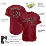 Personalized Crimson Cream Pinstripe Baseball Jersey - Black-City Cream Design Personalized Crimson Cream Pinstripe Black-City
