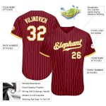 Custom Name Number Personalized Crimson Cream Pinstripe Baseball Jersey - Gold White Authentic Team Jersey Personalized Crimson