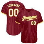 Custom Name Number Personalized Crimson Cream Pinstripe Baseball Jersey - Gold White Authentic Team Jersey Personalized Crimson