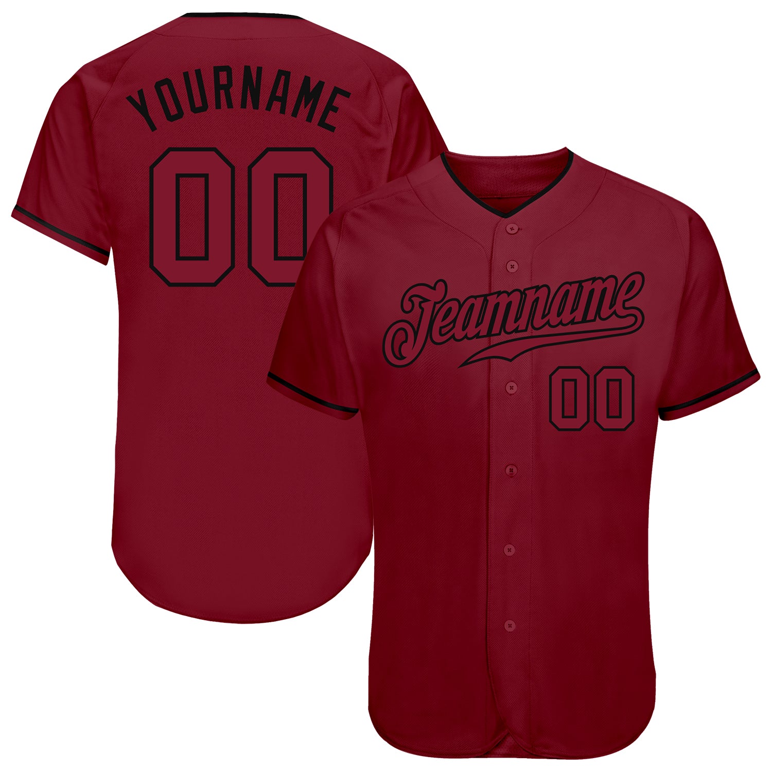 Custom Name and Number Personalized Crimson and Black Baseball Jersey - Authentic Team Gear Personalized Crimson Crimson-Black