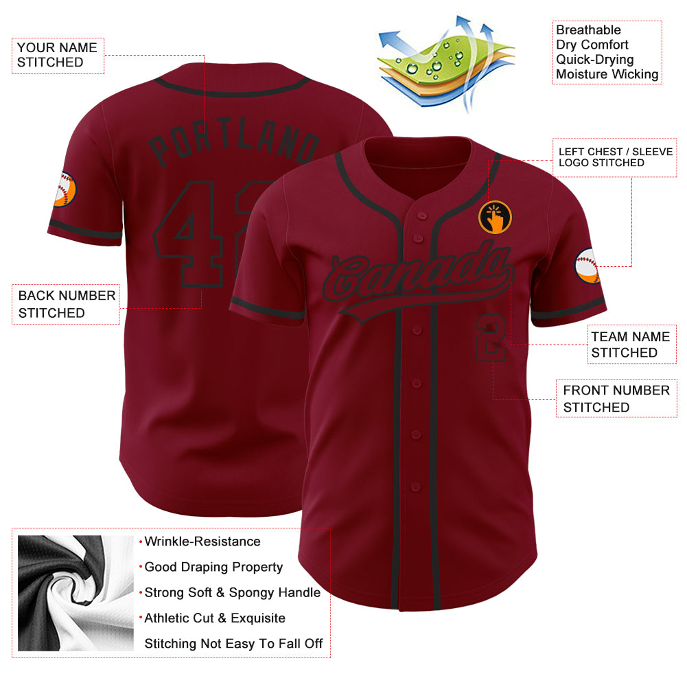 Personalized Crimson Crimson-Black Authentic Baseball Jersey Personalized Crimson-Black Authentic Baseball Jersey for Men and Women Personalized Crimson Crimson-Black Authentic Baseball - Image 3