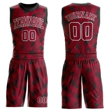 Personalized Crimson Black Basketball Jersey Sublimation Round Neck Suit Personalized Crimson Crimson-Black Round Neck Sublimation