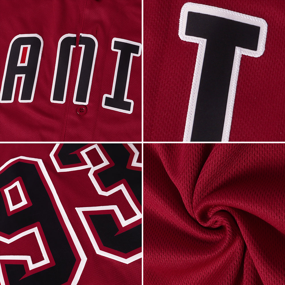 Personalized Crimson Crimson-Cream Authentic Baseball Jersey Team Custom Name and Number Custom Name and Number Authentic Baseball Jersey - Personalized Crimson and Cream Team Jersey Personalized Crimson Crimson-Cream - Image 6