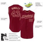Personalized Team Custom Name and Number Crimson-Cream Sleeveless Baseball Jersey Personalized Crimson Crimson-Cream Authentic