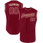 Personalized Team Custom Name and Number Crimson-Cream Sleeveless Baseball Jersey Personalized Crimson Crimson-Cream Authentic