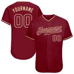Personalized Crimson-Cream Baseball Jersey for Men and Women Personalized Crimson Crimson-Cream Baseball Jersey