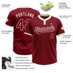 Custom Name and Number Unisex Softball Jersey - Personalized Crimson-Cream Two-Button Design Personalized Crimson Crimson-Cream