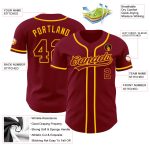 Personalized Authentic Baseball Jersey in Crimson and Gold Colors Personalized Crimson Crimson-Gold Authentic Baseball Jersey