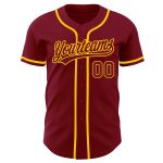 Personalized Authentic Baseball Jersey in Crimson and Gold Colors Personalized Crimson Crimson-Gold Authentic Baseball Jersey